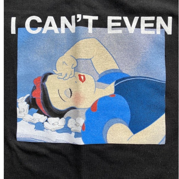 Disney Princess Snowhite “I Can’t Even” Girls Graphic T-Shirt Black MD 7/8 New - Picture 3 of 4